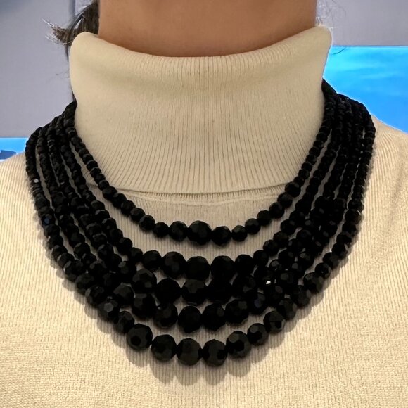 Rare Heidi Daus Age of Elegance Black Crystal 5-string Jewelry Set - Picture 5 of 14